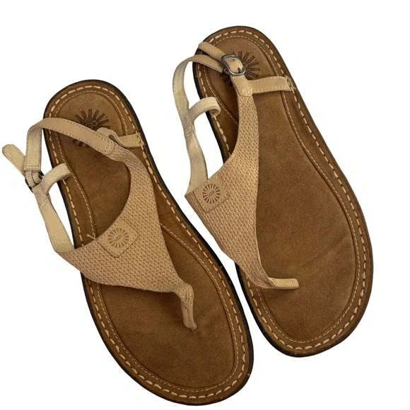 UGG Sefina Leather thong sandals 10 - Picture 1 of 5